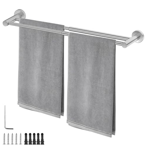 CHSEROK Toallero Baño, Acero Inoxidable Toalleros de Baño con Taladro, Longitud Retráctil 40-69,8cm Toalleros, Construcción de Doble Poste, con Instrucciones, para Baños, Hoteles