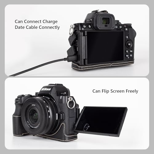 Funda de cuero PU para cámara Nikon Z50 II con correa y bolsillo miniatura 4