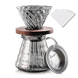 Bincoo Pour Over Coffee Maker Set with Dripper Size 02,600ml Glass Coffee Server Set,V60 Glass Coffe