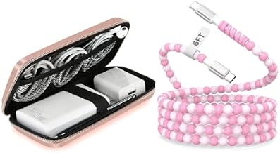 iMangoo 6 ft USB C Cable Beaded Charging Cord Pink