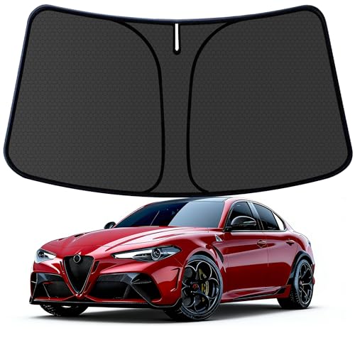 Giulia Customized Windshield Sun Shade for 2017 2018 2019 2020 2021 2022 2023 2024 2025 Giulia Front Window Sunshade Visor Protector Foldable Blocks UV Rays Keep Car Cooler Accessories
