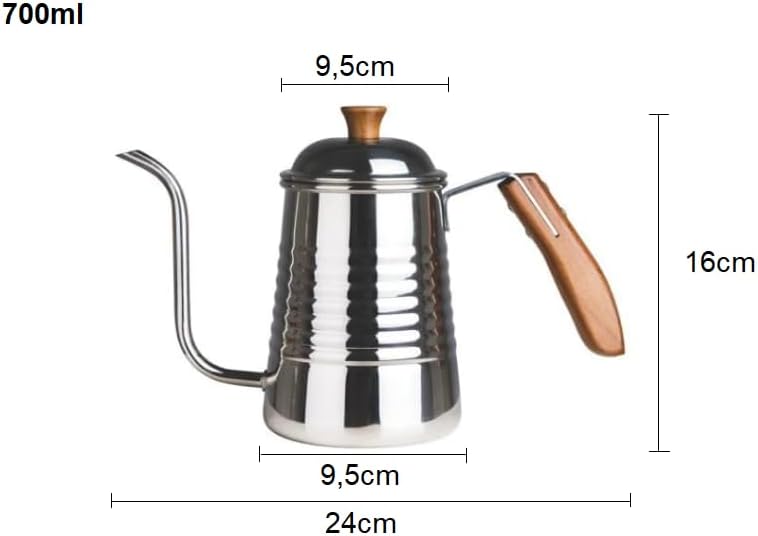 Miniatura 3 de Stainless Steel Gooseneck Kettle with Wooden Handle  700ml (24oz) Pour Over Coffee & Tea Kettle, Precision Spout for Water Flow Control, 304