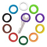 10 Pack Silicone Key Cap Tags,Plastic Key Identifier Rings,Key ID Rings,1 Pcs Each Color,10 Colors in Total