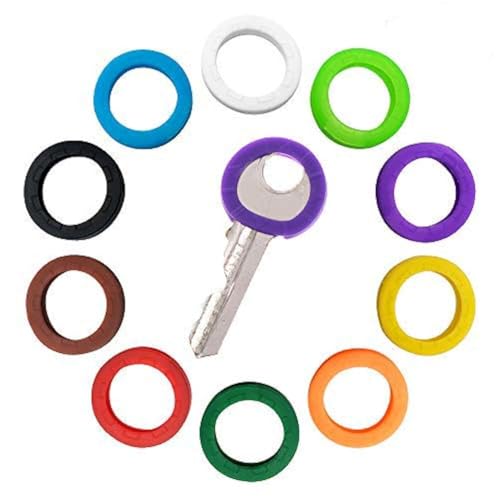 10 Pack Silicone Key Cap Tags,Plastic Key Identifier Rings,Key ID
