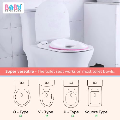 Image of BabySafeHouse Potty Training Toilet Seat Cover with Storage Hook, Pink