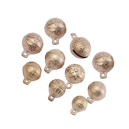 Unomor Copper Bells Accessories 10pcs Tiger Head Pattern Jingle Bells for Jewelry and Craft Projects