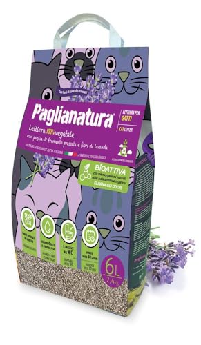Paglianatura Bioaktives Katzenstreu aus Stroh-Lavendel 2,4 kg/6 l — natürlich, umweltfreundlich, geruchshemmend und kompostierbar