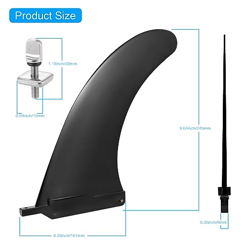 Zocipro 2 Stück Sup Finne, 9 Zoll Abziehbare Surfbrett SUP-Finne mit 4 Finnenschrauben, Surfbrettflosse Upgraded Verstärkte Nylon Center Fin für Sup Board, Aufblasbares Kayak, Long Board