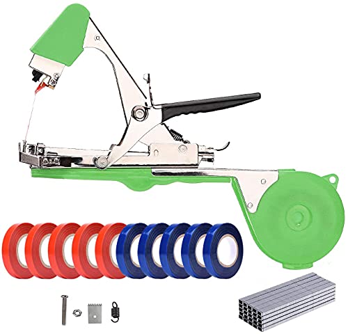 【軽量化設計】誘引結束器 釘詰まりを防止 園芸用 荷締機 農園 家庭菜園 果樹用 片手 固縛 日本語取扱説明書付き新款 替え刃＋テープ＋針