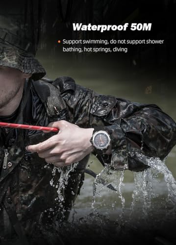 Image of NORTH EDGE Solar Powered Aviation Women Men's Watch, 50M Waterproof, Luminous Dial, Silicone Strap (46mm), Modern