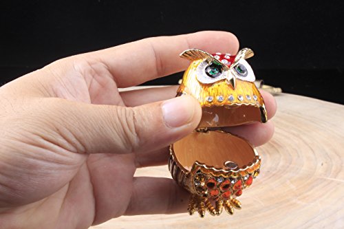Znewlook Barn Owl Figurine Keepsake Box Crystals Hinged Trinket Pill Box #TOP5