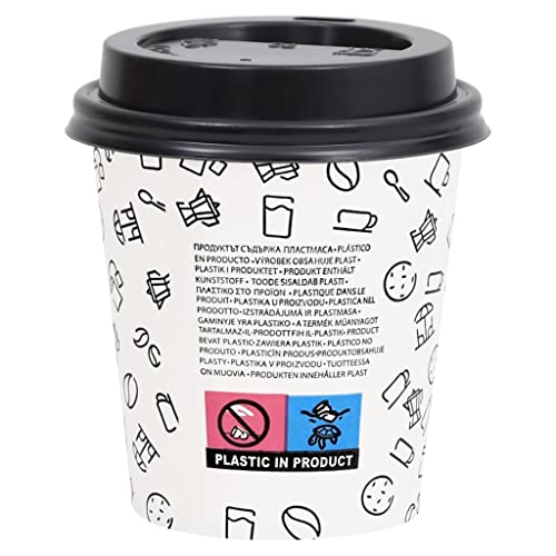 vidaXL 1000x Vasos de Papel Café con Tapas Taza Desechable Bebidas Té Chocolate Leche Recipiente Tiendas de Comida para… - Imagen 5