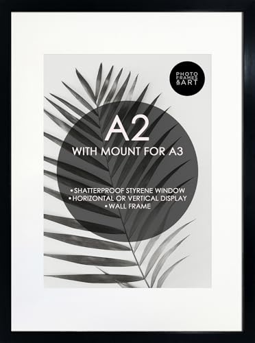 pf+a Premium A2 Poster Picture Frame With Mount For A3 Portrait & Landscape