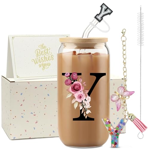 ZIOSINM Buchstaben Personalisierte Geschenke für Frauen, Glasbecher – Ansicht 1