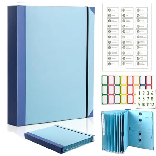 Image of The Life Book Document Organizer, Binder for Important Documents, Die, Family Emergency Planner, End of Lifeorganizer Paper File Folio with Labels(Blue)
