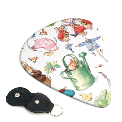 プラスチックピック かわいい漫画エレキギターピック ピーターラビット Abs素材 エレクトリック アコースティック 弦楽器 初心者 トライアングル ピック 6枚セット 0.96mm