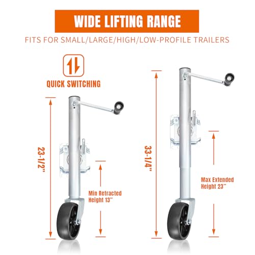Image of Big RED Boat Trailer Jack with 6-Inch Single Wheel,1000 Lbs Capacity Swing-Back Bolt-On Heavy Duty Swivel Trailer Jack,ATR39001R