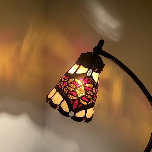 Bieye-L10870-Tiffany-Style-Stained-Glass-Table-Lamp-Night-Light-with-Swing-Arm-Base-for-Working-Reading-Home-Decoration-Baroque-Red Bieye L10870 Tiffany Style Stained Glass Table Lamp Night Light with Swing Arm Base for Working Reading Home Decoration Baroque Red