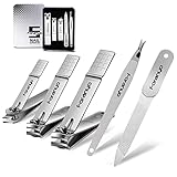 Nail Clippers, 5 Pack Toenail Clippers Fingernail Clipper Nail Clippers for Men Women Adult, Nail Cutter Nail Clippers Set for Thick Toenails [Silver]