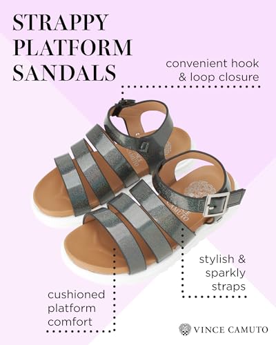 Vince Camuto Girls' Sandals - Open Toe Summer Dress Shoes Strappy Platform Sandals with Adjustable Ankle Strap2