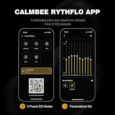 Calmbee Hybrid Active Noise Cancelling Headphones, Bluetooth 5.4 Headphones Wireless Over Ear with Mic for Clear Calls, Hi-Res Audio, 90H Playtime, Transparency, Deep Bass, Dongle Connect, Custom App