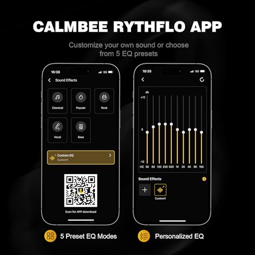 Calmbee Hybrid Active Noise Cancelling Headphones, Bluetooth 5.4 Headphones Wireless Over Ear with Mic for Clear Calls, Hi-Res Audio, 90H Playtime, Transparency, Deep Bass, Dongle Connect, Custom App by Calmbee - Used condition - Image 5