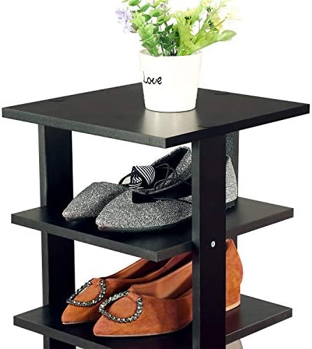 COZYFUN Narrow Shoe Rack, Wooden Shoe Shelf 7-Tier, Vertical Shoe Storage Cabinet, Tall Entryway Shoe Tower Slim Free Standing Shoe Organizer for Narrow Closet, Bedroom,Hallway,Entryway (Small, Black)