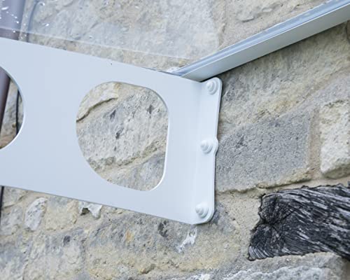 Palram Canopia by Vordach für Haustür Bordeaux 2230 Pultvordach 223 x 139 cm Weiss Sonnenschutz Haustürvordach inkl. Regenrinne