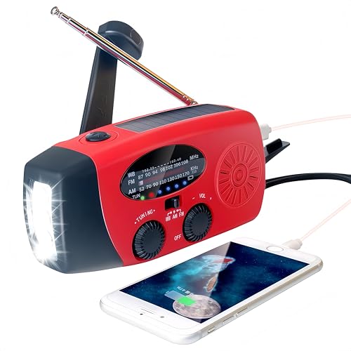 Emergency Solar Hand Crank Weather Radio with LED Flashlight AM/FM