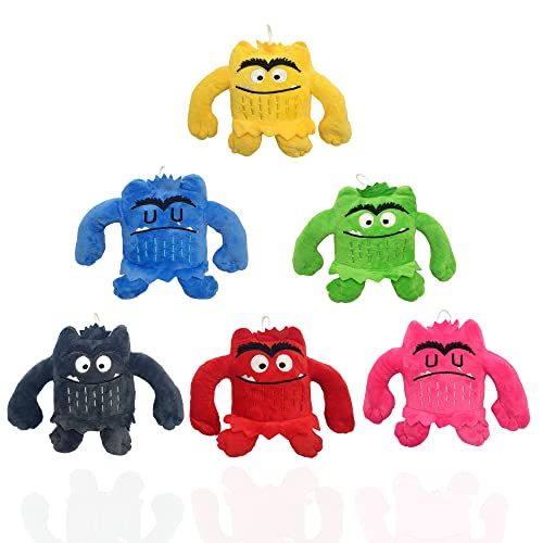 Lot de 6 Monstres des Émotions - Jouet en Peluche Monstre Coloré - Jeu Éducatif d'apprentissage Émotionnel pour les Enfants - Cadeau d'anniversaire, décoration d'enfant (6 couleurs, 15 cm)