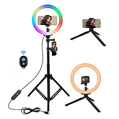 25,4 cm Live Stream Ring Selfie Licht 26 RGB Modi 8 Helligkeitsstufen dimmbar Schreibtisch Make-up Schönheit LED…