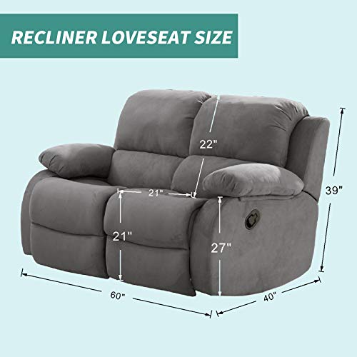 Image of YEMYHOM 6 Pieces Stretch Loveseat Recliner Slipcover Jacquard Recliner Sofa Cover with Side Pocket Fitted Recliner Cover Couch Furniture Protector with Elastic Bottom (Medium, Peacock Blue)