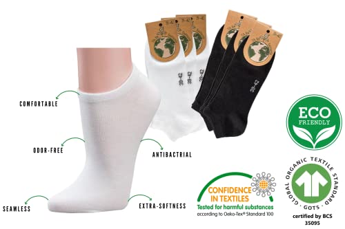 Leo Design 6 Pair Low-Cut Organic Cotton Trainer Socks Seamless Socks for Men & Women, Short Liners, Ankle, Sneaker.2