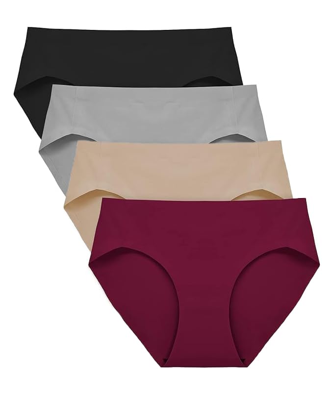 Women's Nylon Spandex Seamless Panties Pack of 4, Soft Stretch Waist Elastic Briefs, No Visible Panty Line Underwear, Comfortable Everyday Innerwear, Multi Color Combo Pack-image-12