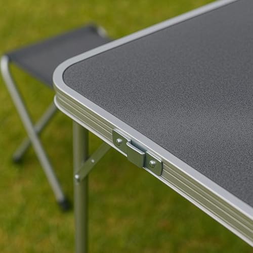 greemotion - Campingtisch klappbar inkl. 4er Set Stühlen [120x60x70 cm] - Camping Tisch Ultraleicht & faltbar - Klapptisch für Outdoor-Camping & Picknick - Falttisch für Picknick, Festivals & Reisen