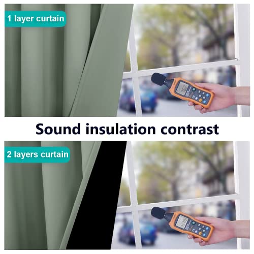 Image of NICETOWN Full Shading Curtains for Windows, Super Heavy-Duty Black Lined Blackout Curtains for Bedroom, Privacy Assured Window Treatment (Greyish Green, Pack of 2, 70 inches W x 95 inches L)