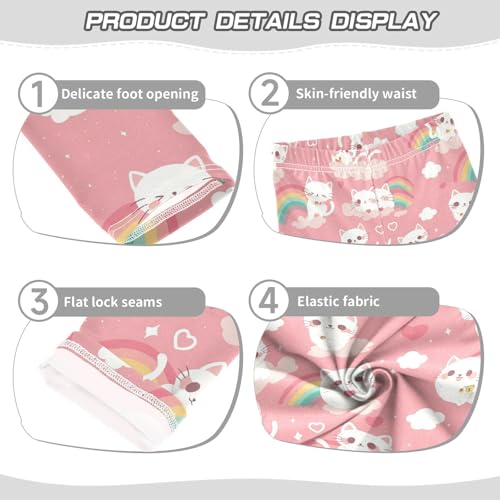 Cute Cat Hearts Girls' Leggings Toddler Doodles Rainbow Kids Yoga Pants Dance Active Tights 4T3