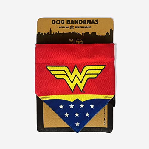 Image of That Dog In Tuxedo Tdit X�Dc Wonder Woman Reversible Dog Bandana With Adjustable Dog Collar (Size Small), Multicolor