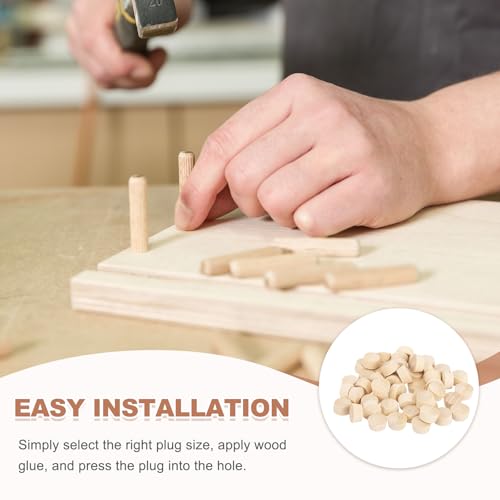 QUARKZMAN 200 STK Holzstopfen 58 Zoll Flachkopf Holzstopfen Für Schraubenlöcher Holzschraubenlochabdeckungen Für Möbel Schränke DIY Projekte Sortimentsset