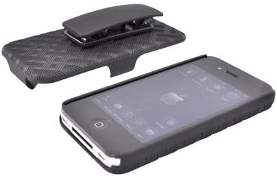 Black OEM Pure Gear Rubberized Hard Case w Holster & Kickstand For Apple AT&T Verizon iPhone 4S 4