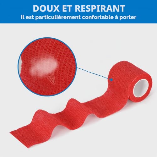 SEADESKY Bandage auto-adhésive pour chien - Bandage auto-adhésif élastique 5 cm x 4,5 m - Bandage cohésif pour sport, poignet, fixation pour animaux de compagnie, enveloppement vétérinaire pour chien – vue 5
