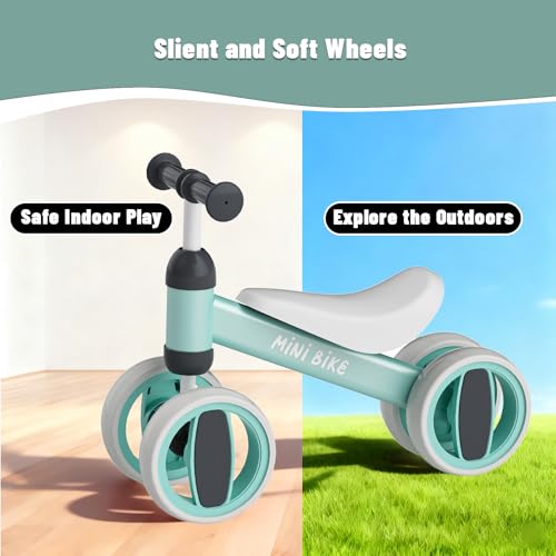 Image of SIMATE Balance Bike Toys for 1 Year Old Boys Girls, 12-24 Month Toddler Ride on Toys, 4 Silent Wheels & Soft Seat, First Birthday Gifts for Baby Girls Boys