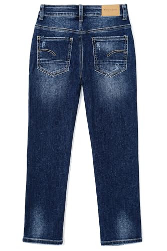 KIDSCOOL SPACE Boys Jeans,Kid Elastic Band Inside Ripped Slim Fit Denim Pants2