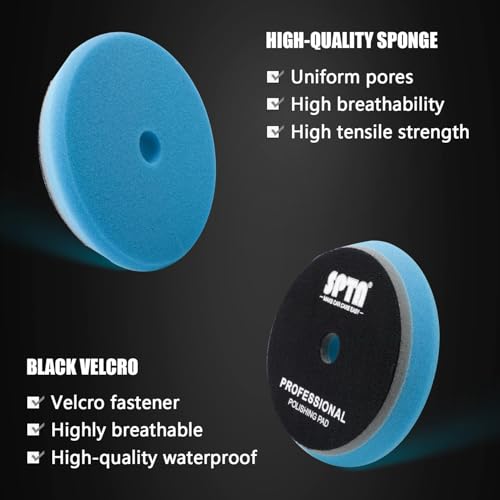 Image of SPTA HD Buffing Polishing Pads, 6 Inch Orbital Buffer Pads Hook and Loop Buffing Pads, Foam Polish Pad 5 Grits from Coarse to Fine for 6 Inch DA Rotary Polisher Compounding, Polishing and Waxing