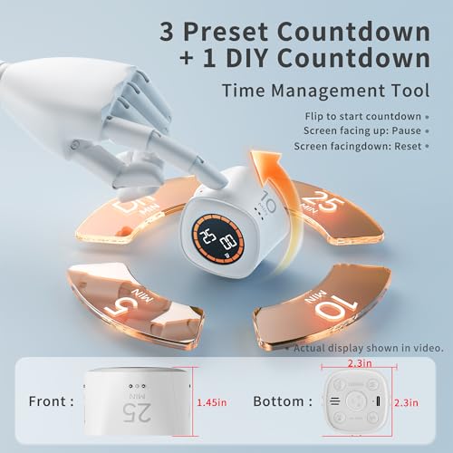 Image of VEWINGL Cube Productivity Timer, 25 /5 /10 /45 Min Presets, Desk Flip Timer for Pomodoro Study Sessions, Vibration & Custom Modes for ADHD, Work, Study & Kitchen (White)