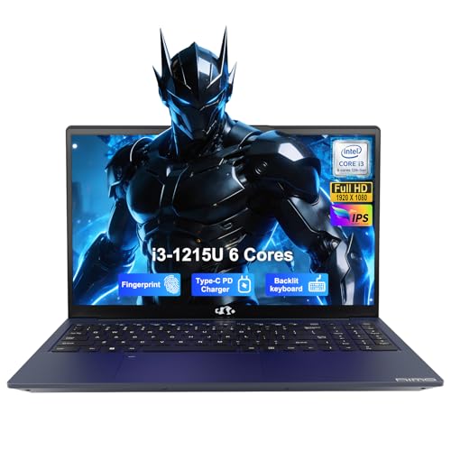 NIMO 15.6" FHD IPS Portable Laptop, Core i3-1215U (Up to 4.4GHz), 8GB RAM 128GB SSD Work Computer, Backlit KB, Fingerprint, WiFi