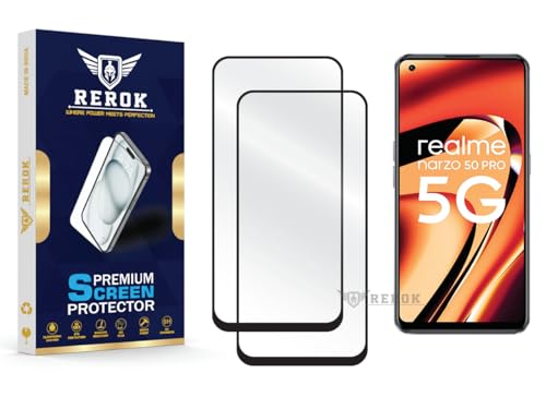 Image of Gorilla Tempered Glass Screen Protector Compatible with Realme Narzo 50 Pro [Pack of 2] | Edge-to-Edge, Bubble-Free, Case Friendly, Easy Installation Kit