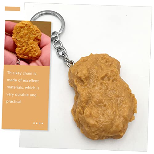 FRCOLOR Simulierter Hähnchen Nugget Schlüsselanhänger Kreativer Schlüsselring für Studenten Lustiges Fried Food Ornament Einzigartiger Anhänger für Schlüssel und Deko