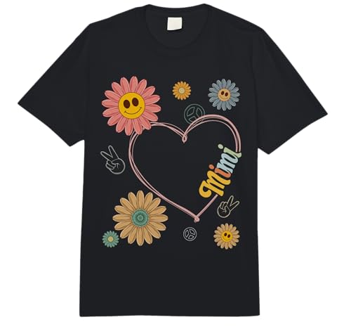 Love Heart Groovy Mimi Mother's Day Women Hippie 70's Style Comfort Colors Adult Heavyweight T-Shirt