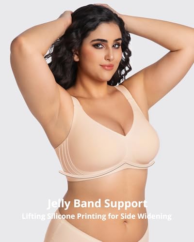 Image of Vinfact Womens V Lace Wireless Seamless Bras No Underwire Comfort Push Up Bras Supportive Full Coverage Bralettes T Shirt Bra